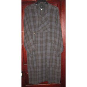 S1 By Simple Mexico City S M Artisan Heavy Linen Duster Jacket Coat Plaid Long
